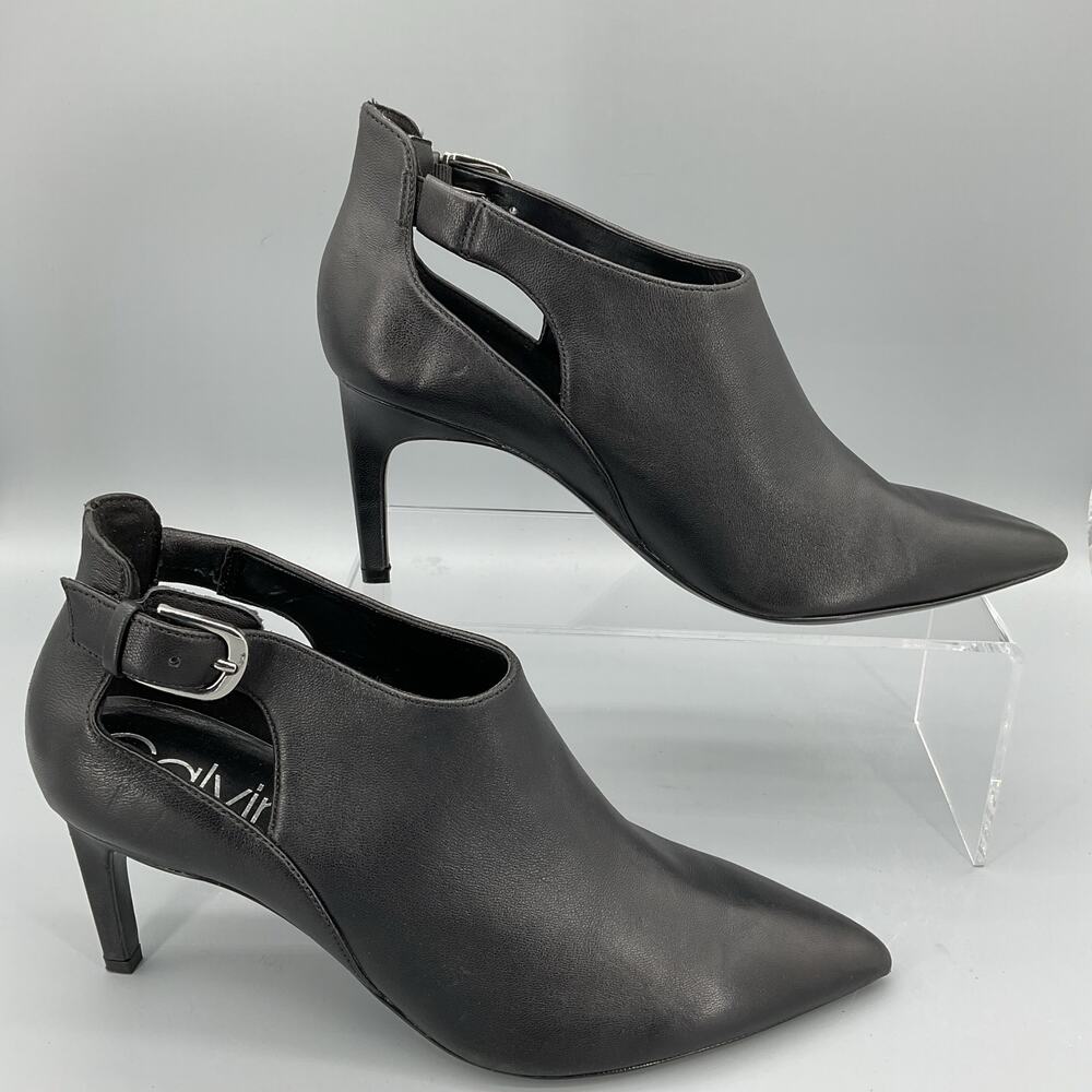 Calvin Klein Women’s Shelby Cut Out Buckle High Heel Booties Black Size 9.5